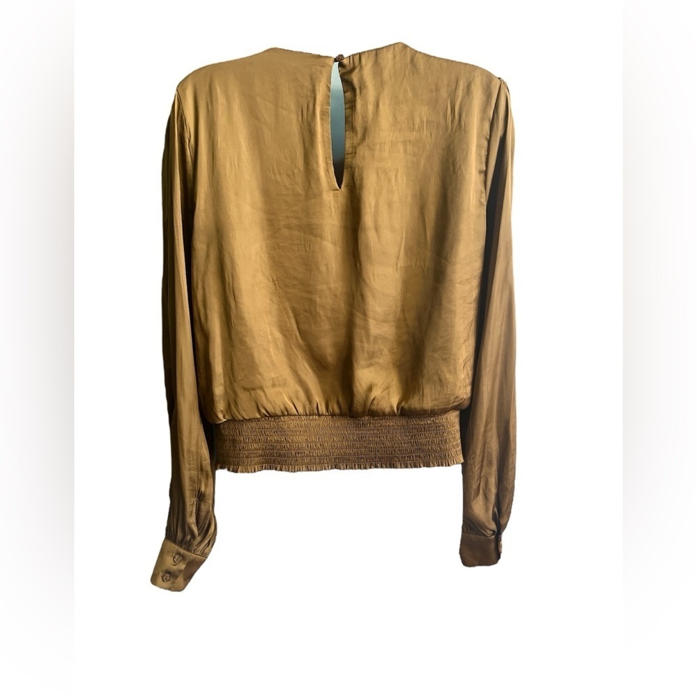 ASTR the Label Satin Long Sleeve Blouse Size Medium Copper Brown - Picture 5 of 8